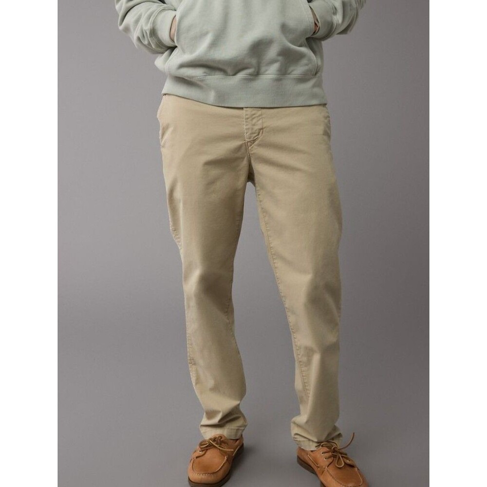 American Eagle Mens Khaki Slim Straight Leg Pants Size 30x27 Flex Chino Uniform